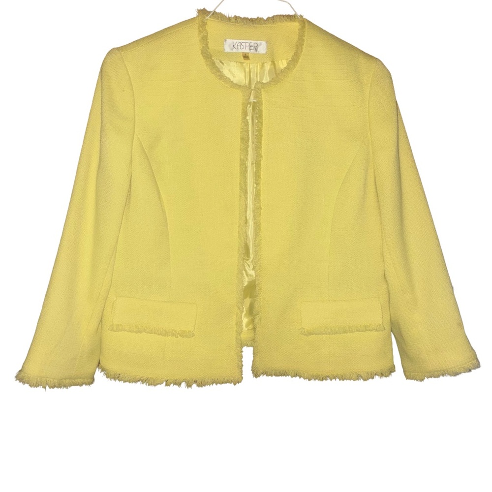 Kasper Women's Vibrant Yellow Fringed Blazer